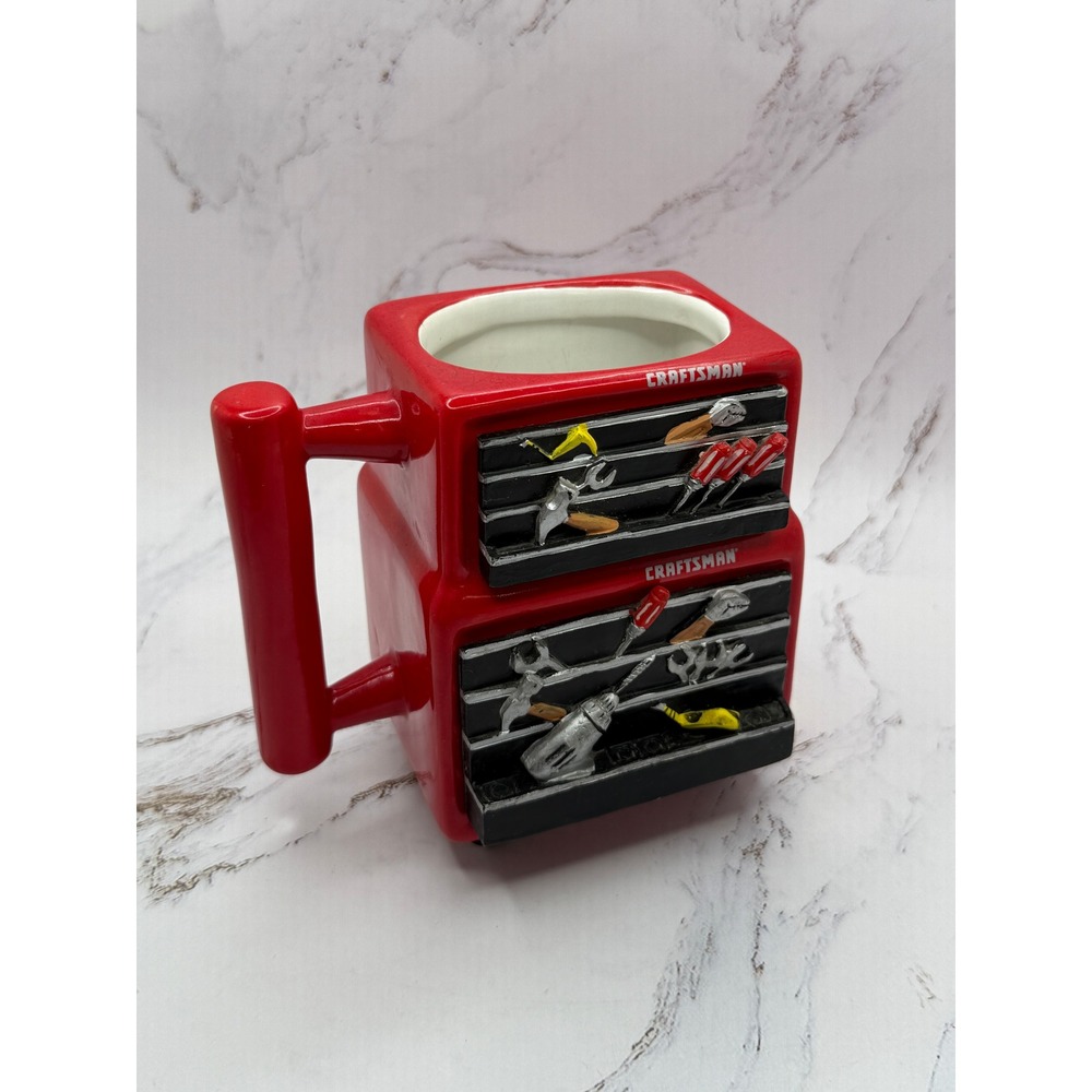 Craftsman Red Toolbox Ceramic Coffee Mug 3D Tool Relief Novelty Workshop Gift